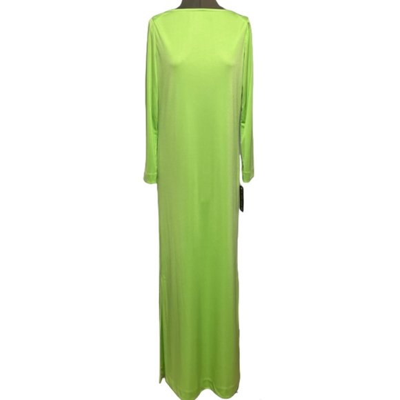 Halston IV Dresses & Skirts - Vintage HALSTON IV Dorian Lime Green Long Sleeved Boat Neck Column Maxi Dress